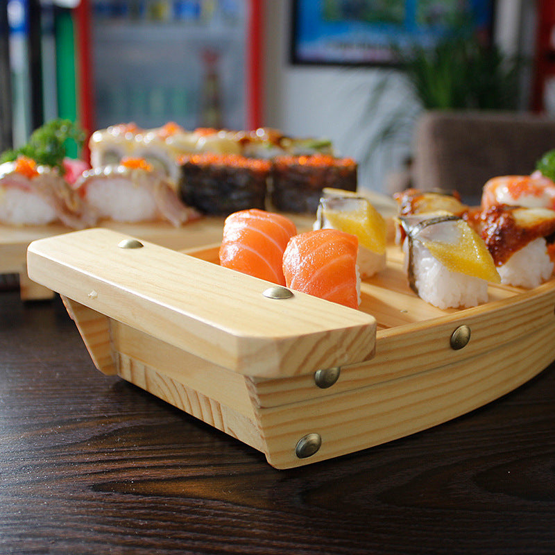 Pine wooden sushi boat