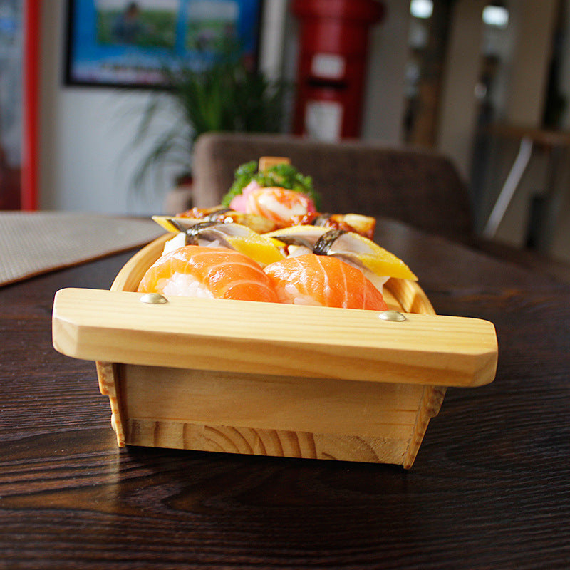 Pine wooden sushi boat