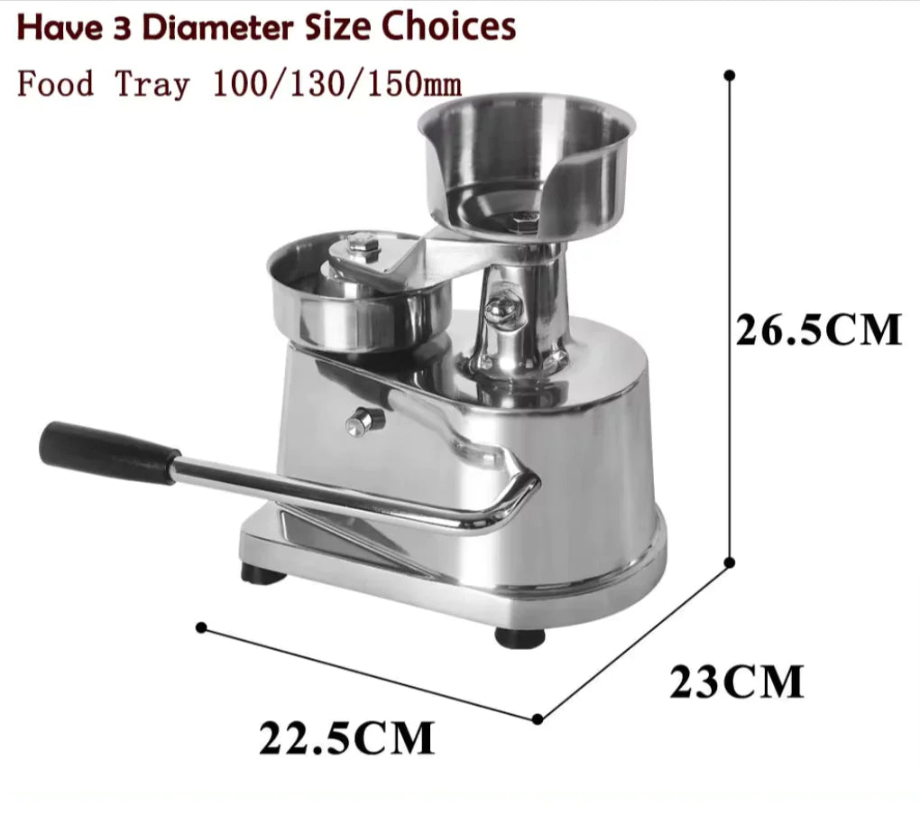 Manuelle Hamburgerpresse aus Edelstahl – runder Burger-Patty-Maker von 100 bis 150 mm