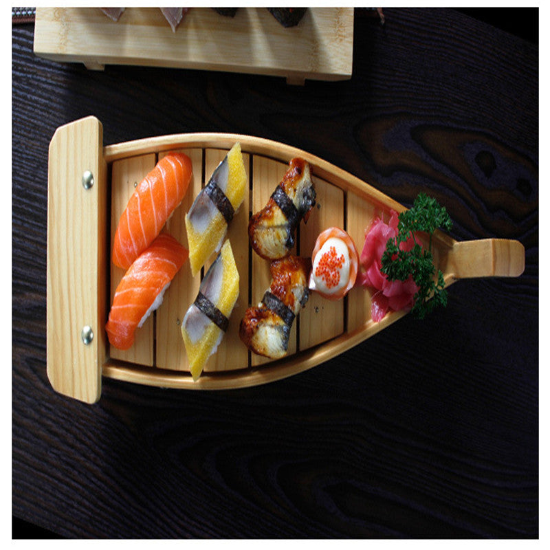 Pine wooden sushi boat